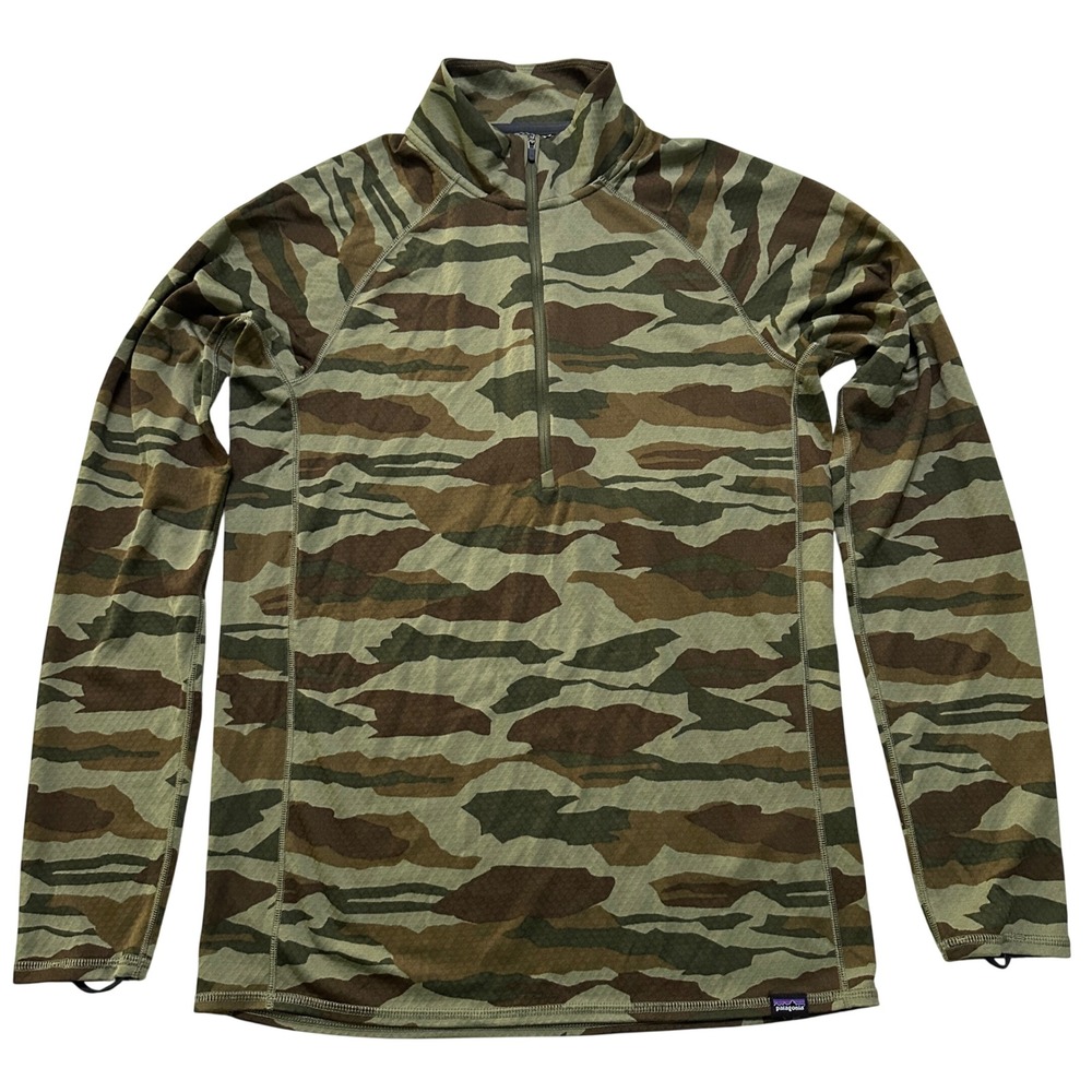 Patagonia Capilene Midweight 1/4 Zip Camo Pullover Baselayer M Gorpcore Outdoor
